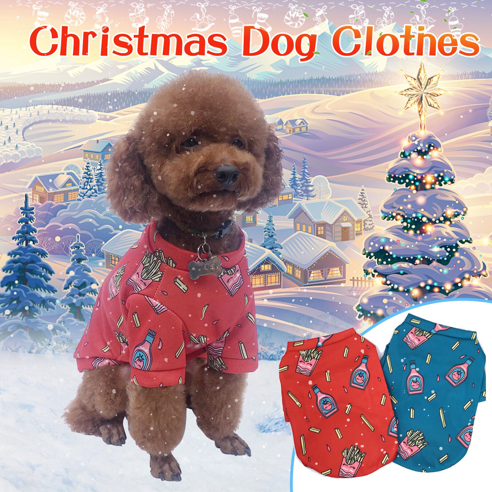Veste de noël pour chien, vêtement d'hiver , manteau pour chiot, vêtement à capuche pour petit, moyen gabarit