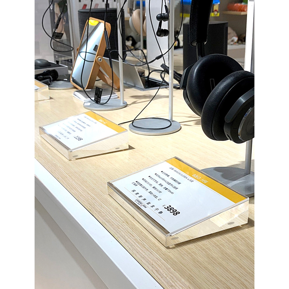 Acrylic Price Tag Label Frame Inclined Transparent Menu List Display Stand Vertical Commodity Introduction Sign Holder