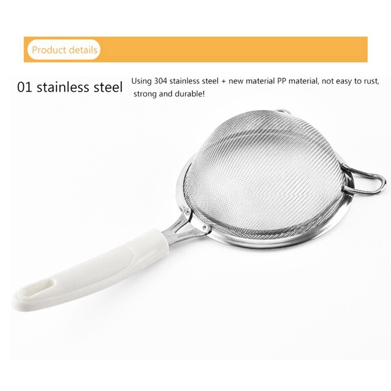 304 finmaskede filtre i rustfrit stål dobbeltlags bagemalingsværktøj med behageligt skridsikkert håndtag køkkenredskaber #
