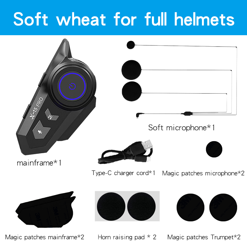 Motorcykelhjälm bluetooth-intercom trådlös bluetooth 5.2- headset stöder vattentäta hörlurar med 400m-600m högtalare och stöd för flera scener: Vit