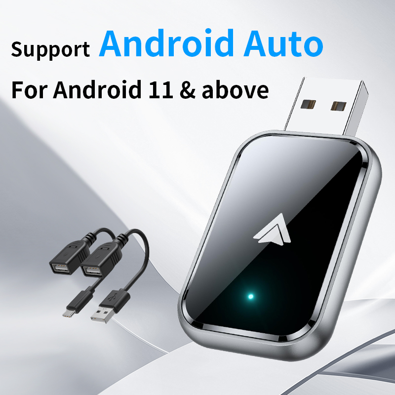 Draadloze CarPlay-adapter voor iPhone, 2 in1 bedraad naar draadloze CarPlay, draadloze Apple Carplay-adapter met USB-C/Type-C Android Auto: GRIJS