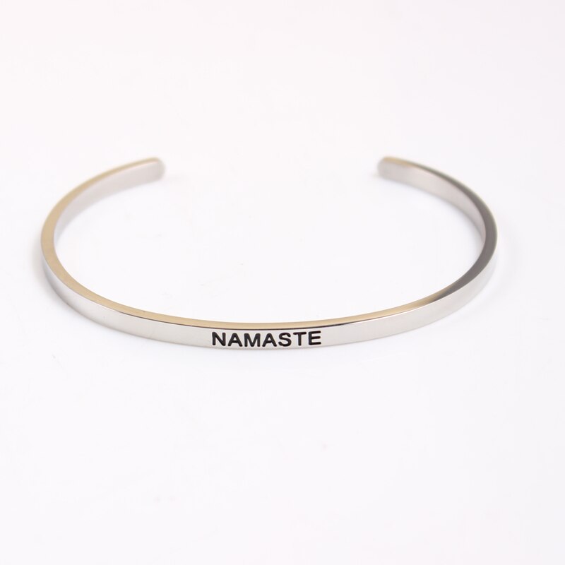 Stainless Steel Bar Engraved Positive Inspirational Quote Cuff Bangle Mantra Bracelet for Women Best Christmas