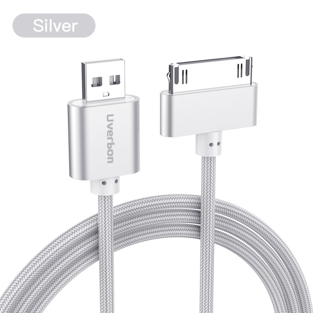 Dla iphone 4 kabel USB robić ładowania 30 Szpilka pleciony nylon wysokiej jakości USB robić synchronizacji danych kabel robić ładowania dla iphone 4s iPad 2 3 4 ipoda: srebro / 1 m