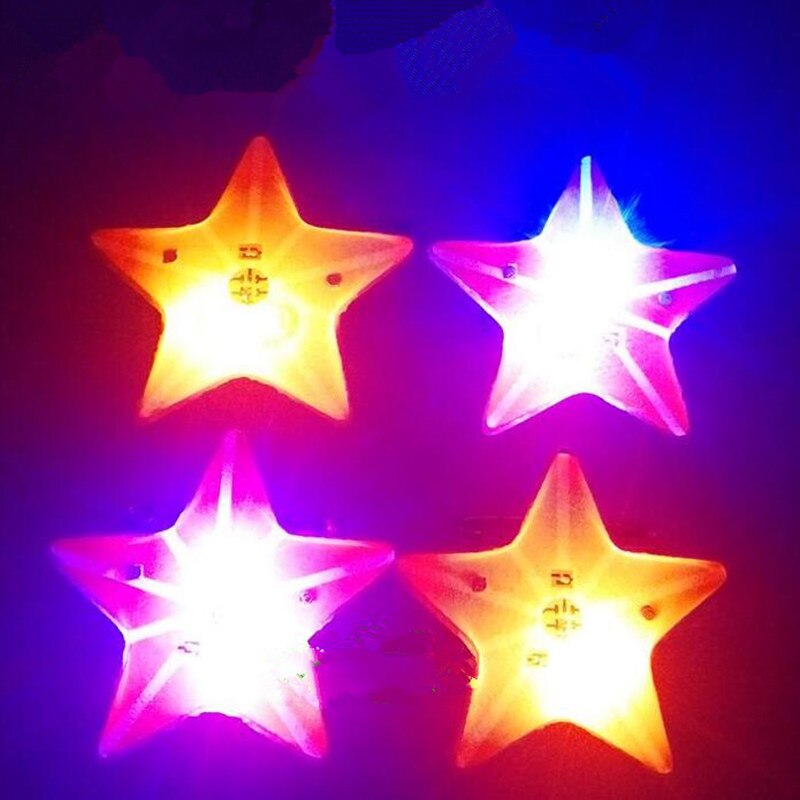 Star LED Flashing Brooch Pin Cartoon Light Up Glowing Badge Kids Adults Toys Glow Party Supplies Halloween Christmas Xmas