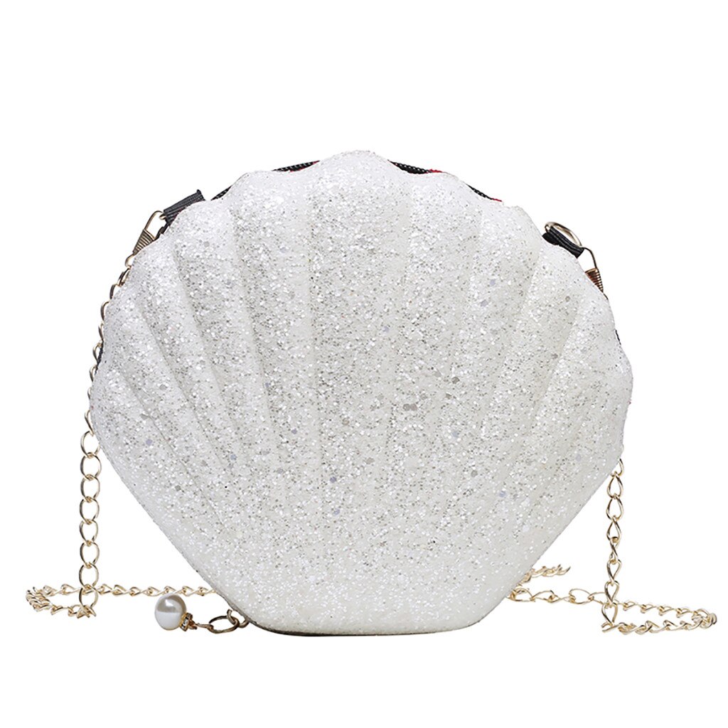 Neue Crossbody-tasche Süße Shell Kette Schulter Tasche Kupplung Tasche mädchens Umhängetasche Handtasche # YY: White