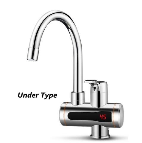 Instant Tankless Electric Water Heater Faucet Kitchen Instant Heating Tap Water Heater with LED Temperature Display: Red