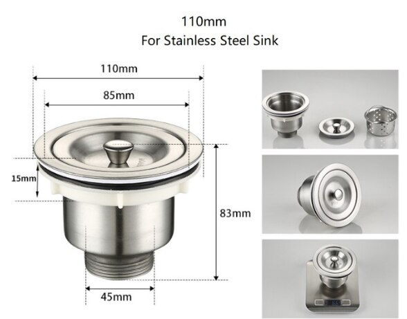 110Mm 140Mm Keuken Rvs Spoelbak Afvoer Zeef Mand: A