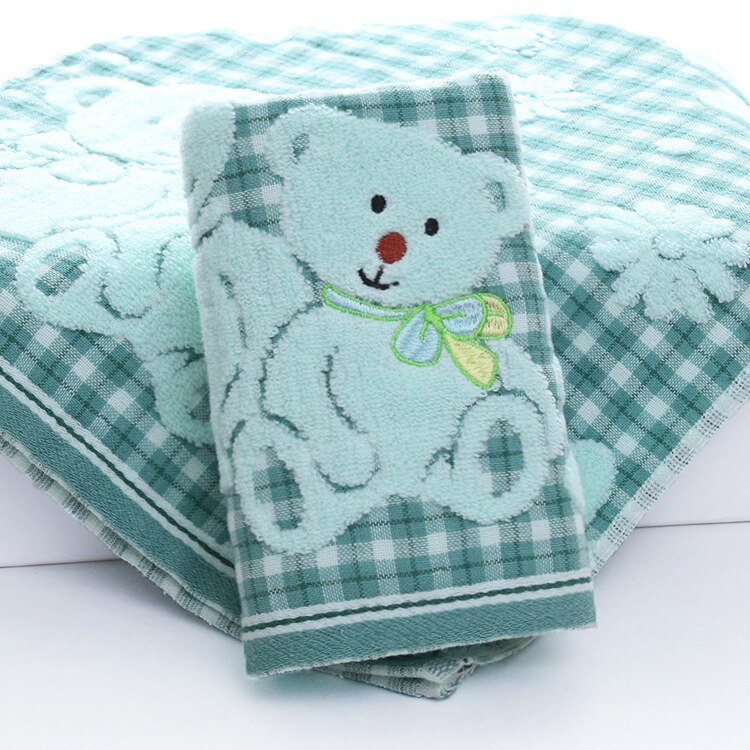 Cotton Baby Towel Cute Cartoon Baby Face Towel Soft Double Baby Gauze Towel: green