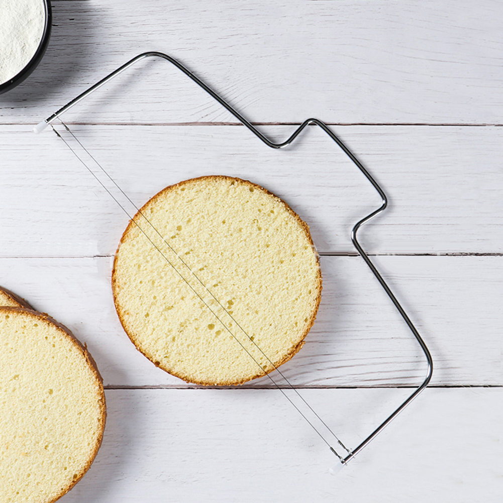 Coupe-gâteau à Double fil réglable en acier inoxydable, 2 lignes, 32cm, scie à découper, grattoir, séparateur de pain, couteau à pâtisserie, outils de cuisson