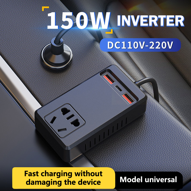 Universal 150W Car Inverter DC 12V/24V To 110V/220V Auto Power Converter Adapter USB Type C Chargers Car Inverter For IPhone