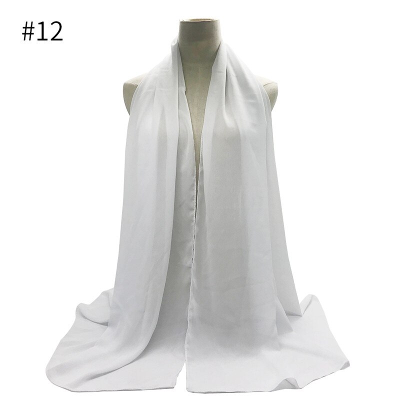 crêpe mousseline hijab écharpe magnifique solide foulards musulmans 10 pièces rides foulards de: 12