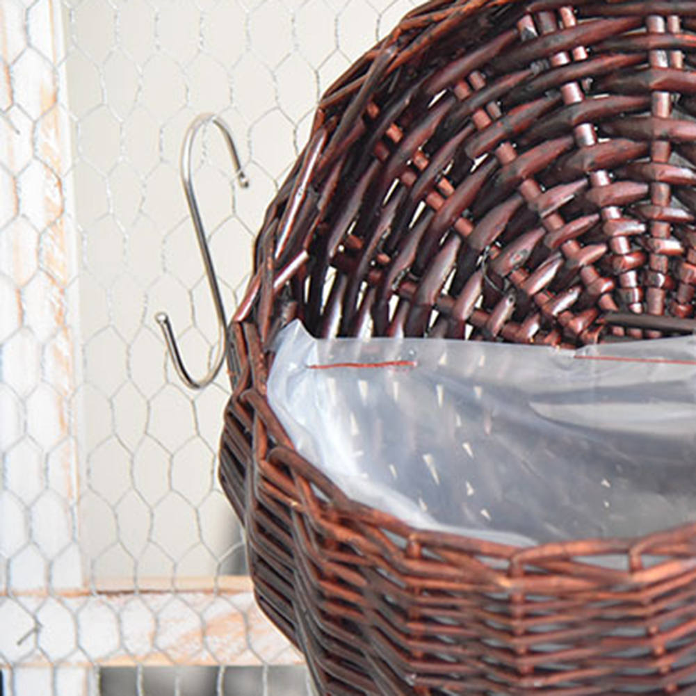 Veggmontert rottingkurv hengende planterkurv håndlaget flettet blomsterpotte hjem hage balkongdekor vevd rottingvase kurver