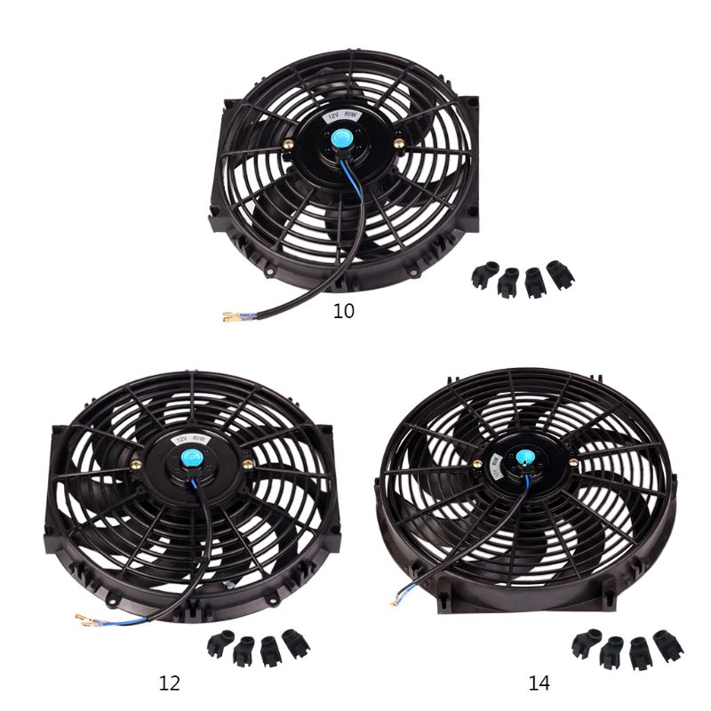 10Inch 12Inch 14Inch Universele Auto Radiator Fan Slim Push Pull Elektrische Motor Koelventilator 12V E7CA