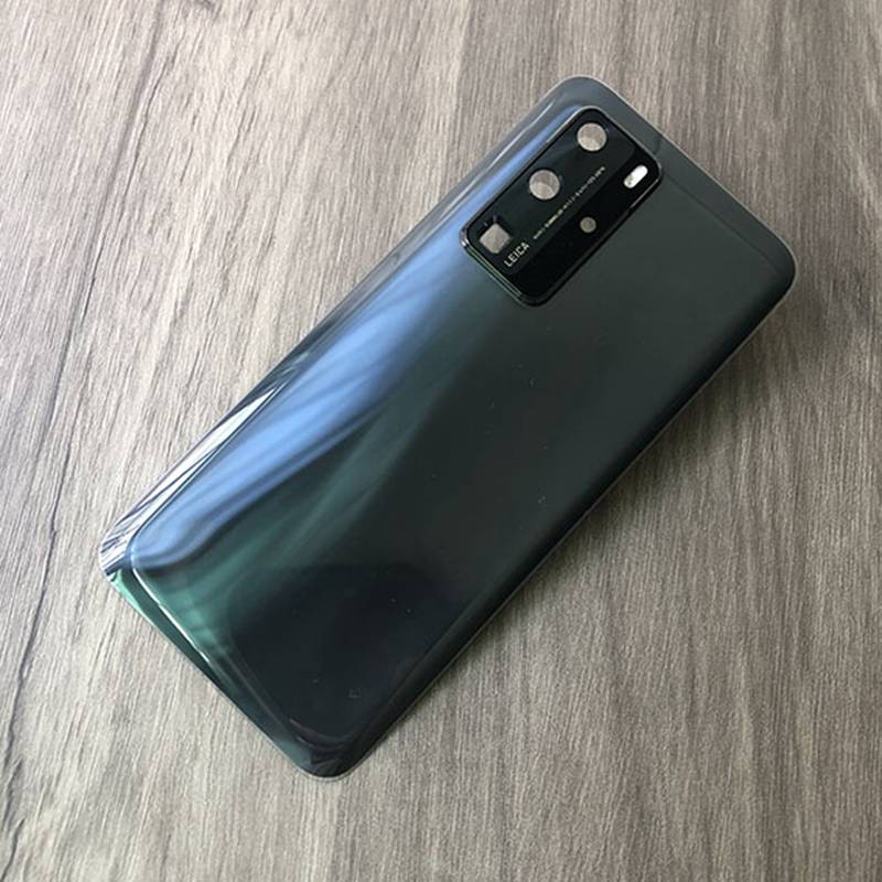 Przezroczysta tylna pokrywa dla Huawei P40 Pro pokrywa baterii tylna wymiana szkła P40Pro obudowa tylna obudowa przezroczysta obudowa naprawa: Black With Lens