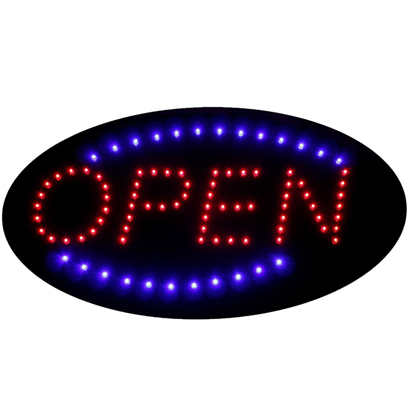 19 "X 10" Led Neon Licht Open Teken Geanimeerde Ovale Open Teken, Led Neon Sign Met Motion