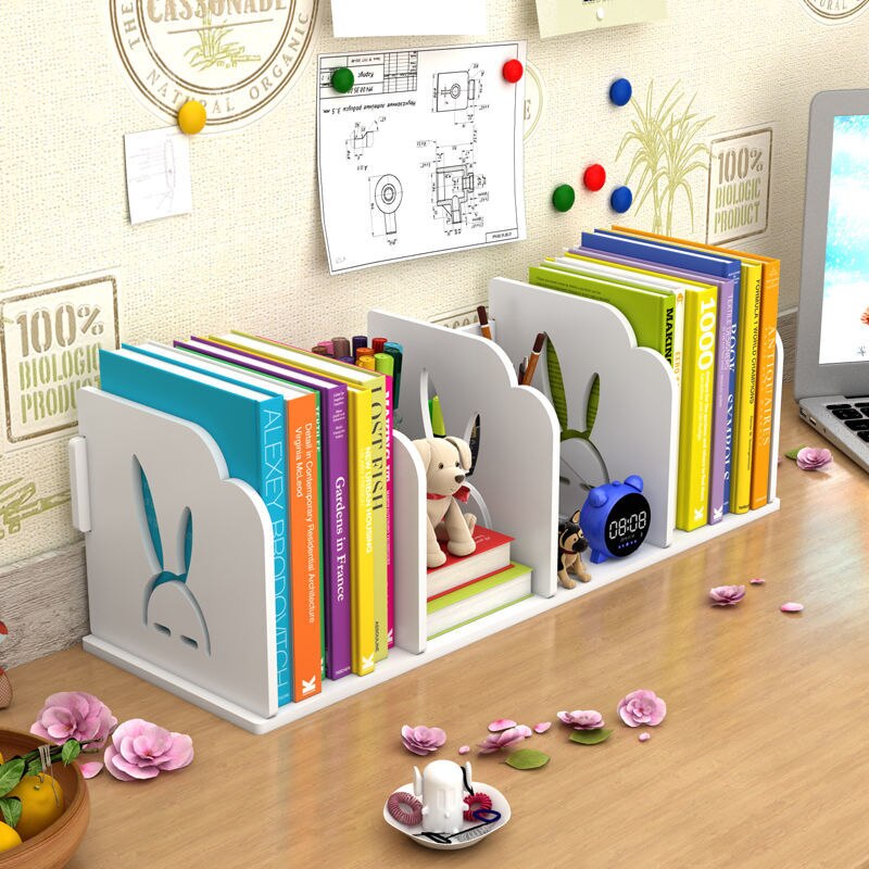 Petite étagère de bureau pour livre d&#39;étudiant, étagère de table simple, boîte de rangement de bureau pour enfants, petite bibliothèque de dessin animé
