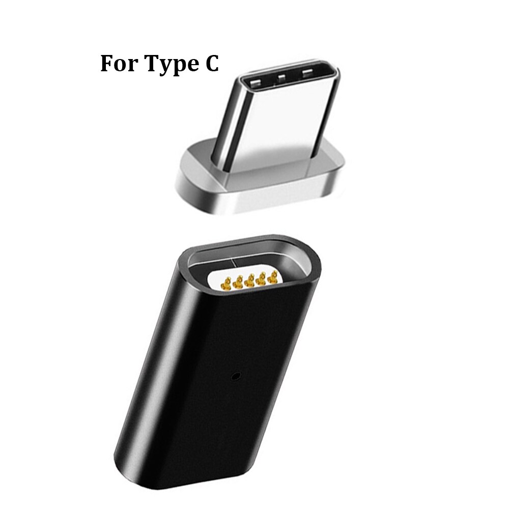 Magnetische Usb Adapter Man-vrouw Micro Usb Naar Voor Iphoneios Android Type Usb C 8 Pin 3in1 Datakabel converter Adapter: Black For Type C