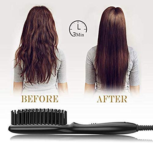 O'Bella Hair Straightener Brush Dual-Voltage 45 Second Fast Heat Up 28mm Long High Density Comb Teeth Anion