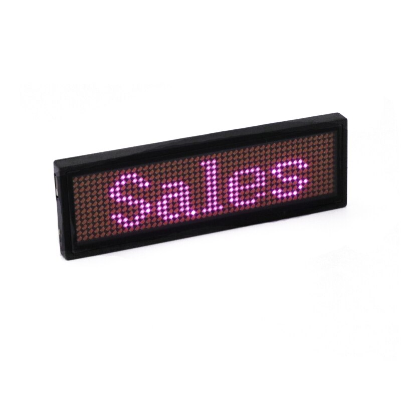 Bluetooth programmable RGB LED name badge rechargeable mini scrolling LED moving sign DIY editable 1248 dots LED name tag: Pink LED