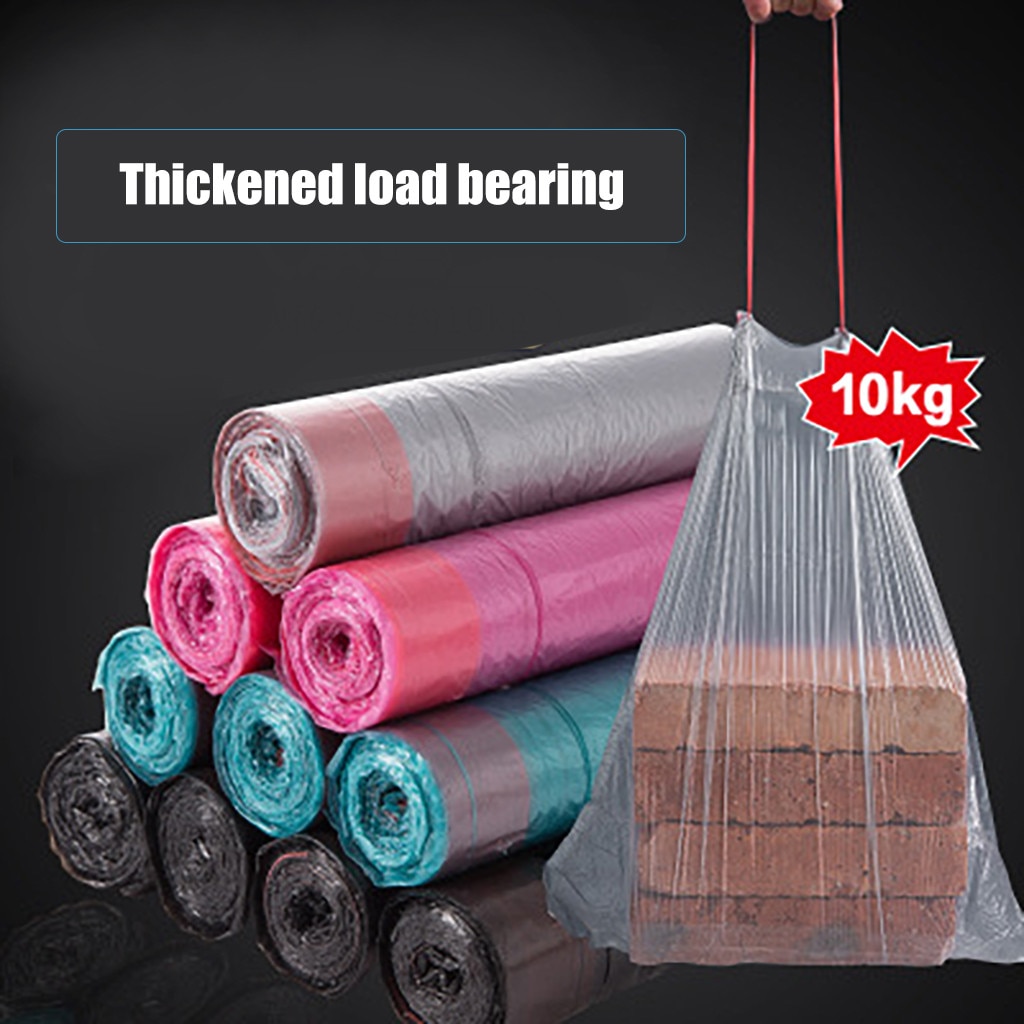Household Disposable Large Thickened Portable Garbage Drawstring Garbage Plastic Disposable Trash Bags Storage bag #50