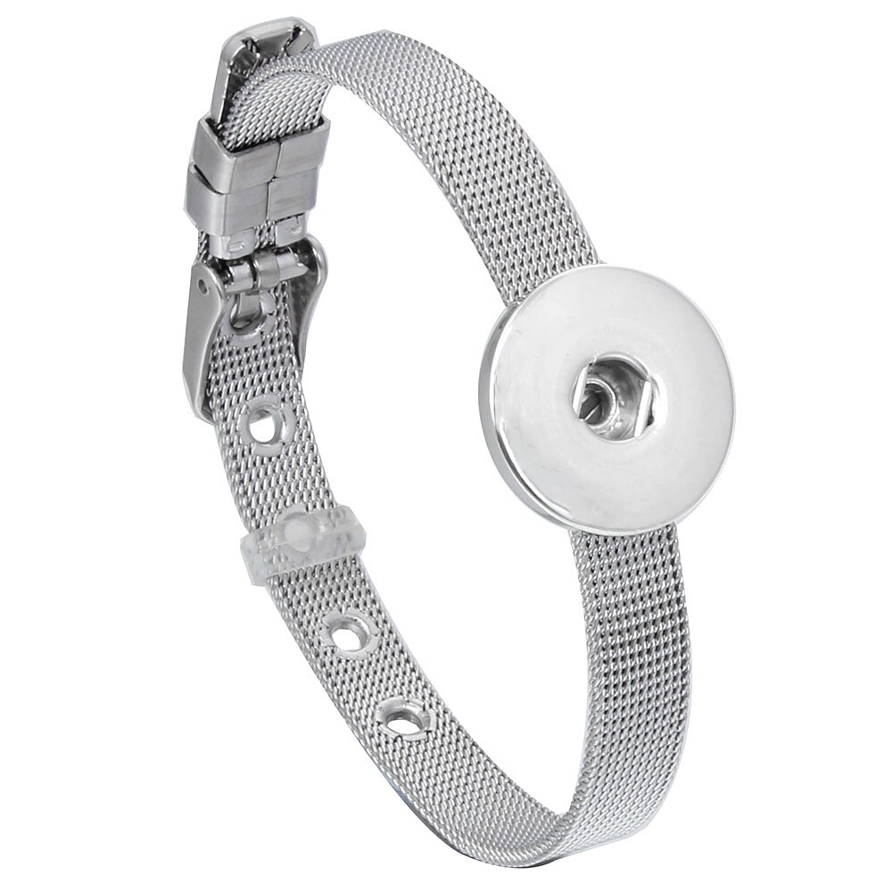 Stainless Steel Bracelet Snap Button Bracelet Bangle for Women Fit 12mm or 18mm Snap Buttons Interchangeable Charm Jewelry