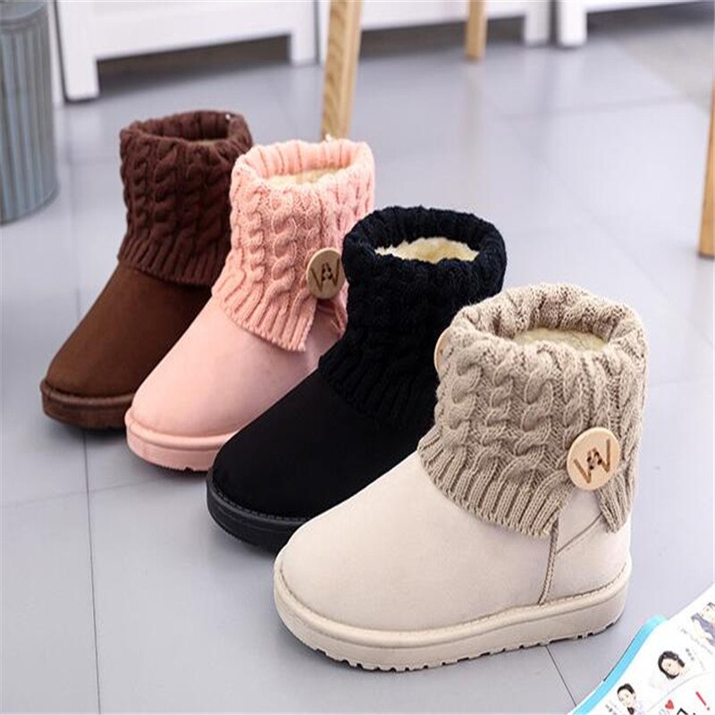 Winter Große Mädchen Schnee Stiefel Frau Wilden Gestrickte nackt Stiefel freundlicher Dicke Warme Schüler Anti-Schleudern große Größe Mädchen schnee Stiefel