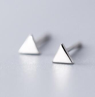 MloveAcc Authentic 925 Sterling Silver Exquisite Star Cross Heart Round Stud Earrings for Women Sterling Silver Jewelry: Silver Triangle