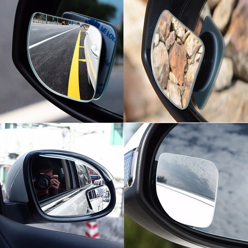 2 pçs/lote novo 360 graus espelho retrovisor do carro grande-angular redondo lente convexa espelho retrovisor espelho de estacionamento capa chuva peças de automóvel