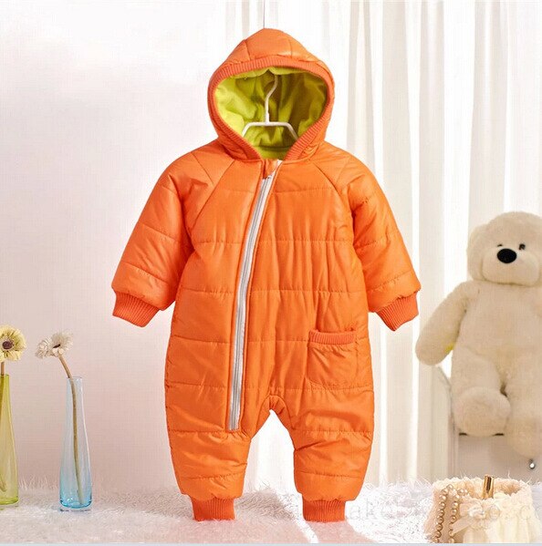 Schneeanzug Baby Schnee tragen Baumwolle Gepolstert Einem Stück Warme Oberbekleidung freundlicher Overall Strampler freundlicher Winter Gesamt Neugeborenen Parkas: Orange / 12m