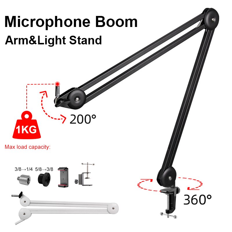Ulanzi Microphone Boom Arm Stand Heavy Duty Adjustable Mic Suspension Boom Scissor Arm Stand for Blue Yeti Blue Snowball
