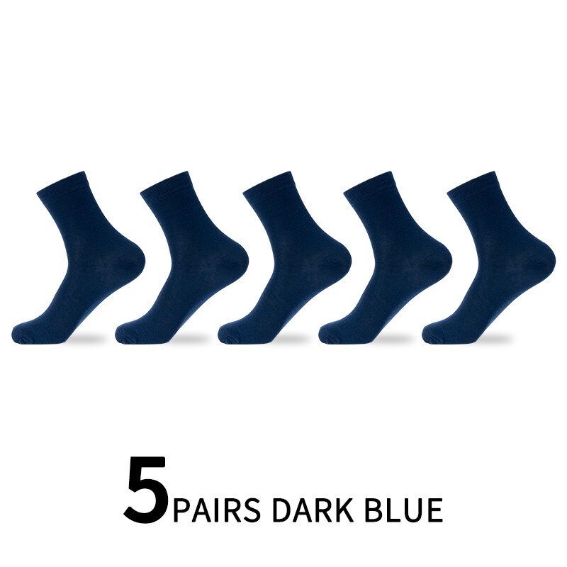 5/10 Pairs / Lot Heren Katoenen Sokken Stijlen Zwart Business Sok Ademend Lente Zomer Herfst Winter Voor Mannelijke effen Kleur: 5 pairs dark blue