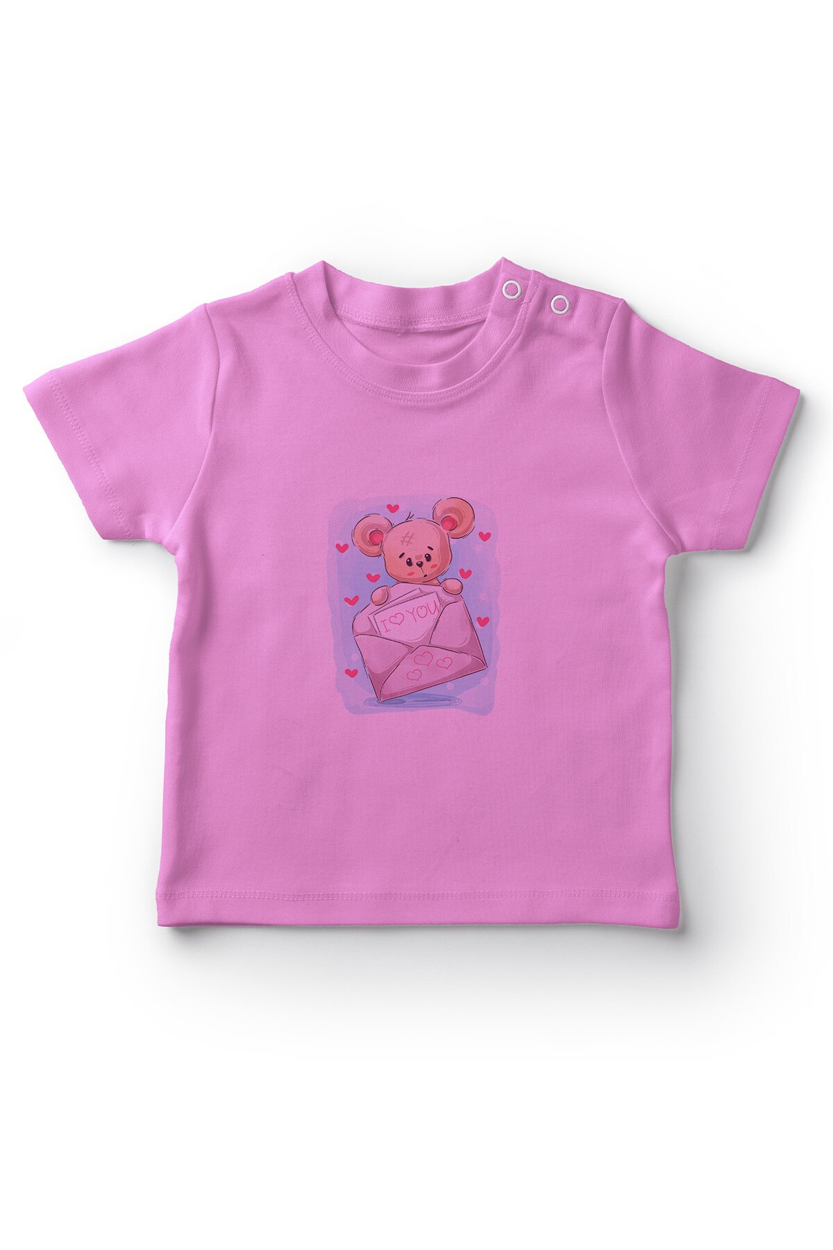 Camiseta rosa do bebê da menina do urso