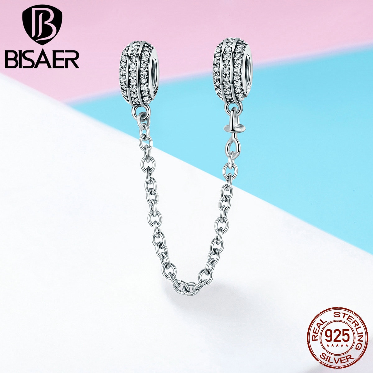 BISAER Authentische 925 Sterling Silber Schlange Kette Sicherheit Kette Stopper Reize Perlen passen Charme Armbänder Silber Schmuck ECC812