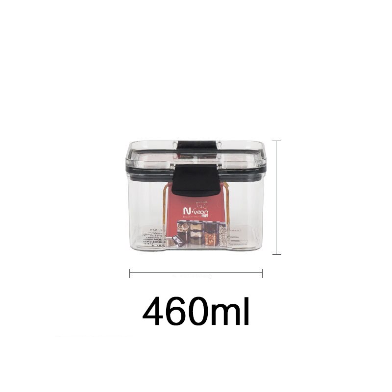 Versiegelt Panzer lagerung Kasten transparent kunststoff haushalt küche Snacks gewürze nüsse lebensmittel Klasse getreide lagerung Kasten: 460ML Schwarz
