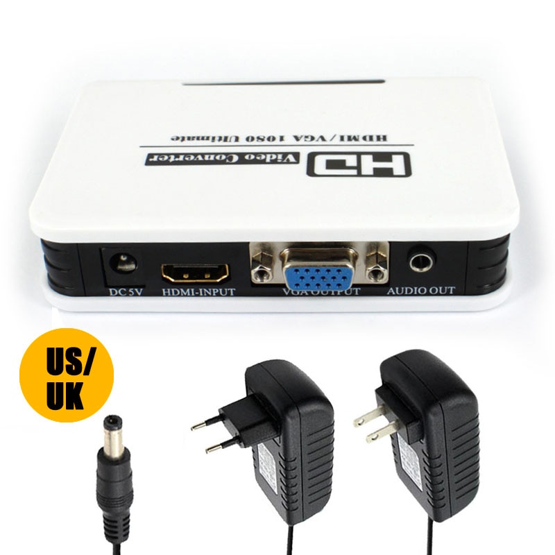 1080P Hdmi-Compatibel Naar Vga Female Video Audio Converter Digitaal Naar Analoog HD-VGA Adapter Voor Xbox PS4 Hdtv pc Laptop Projector