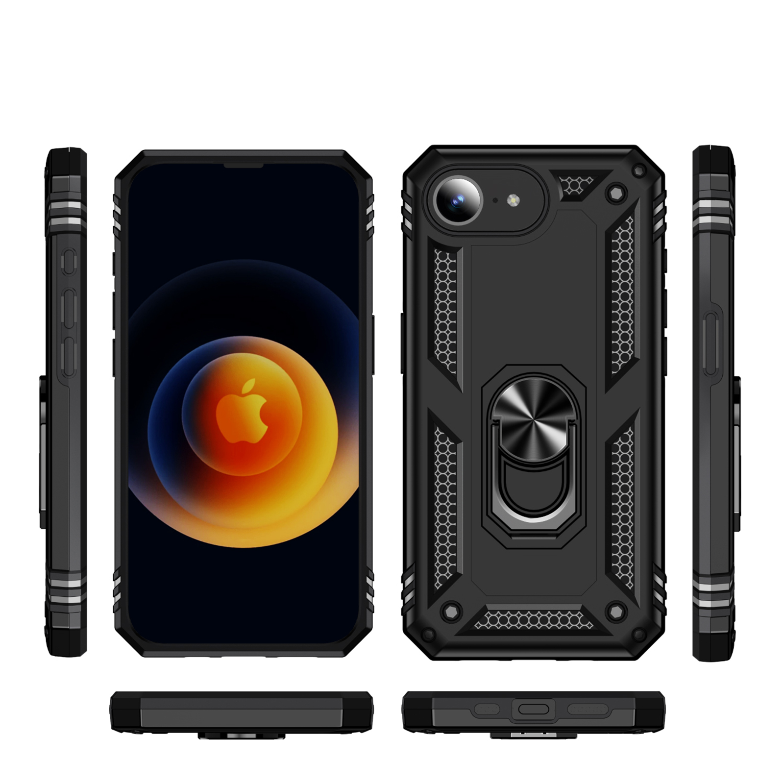 Gepanzerte viereckige Anti-fallen-Handyhülle für iPhone 16E Ringhalter-Handyhülle