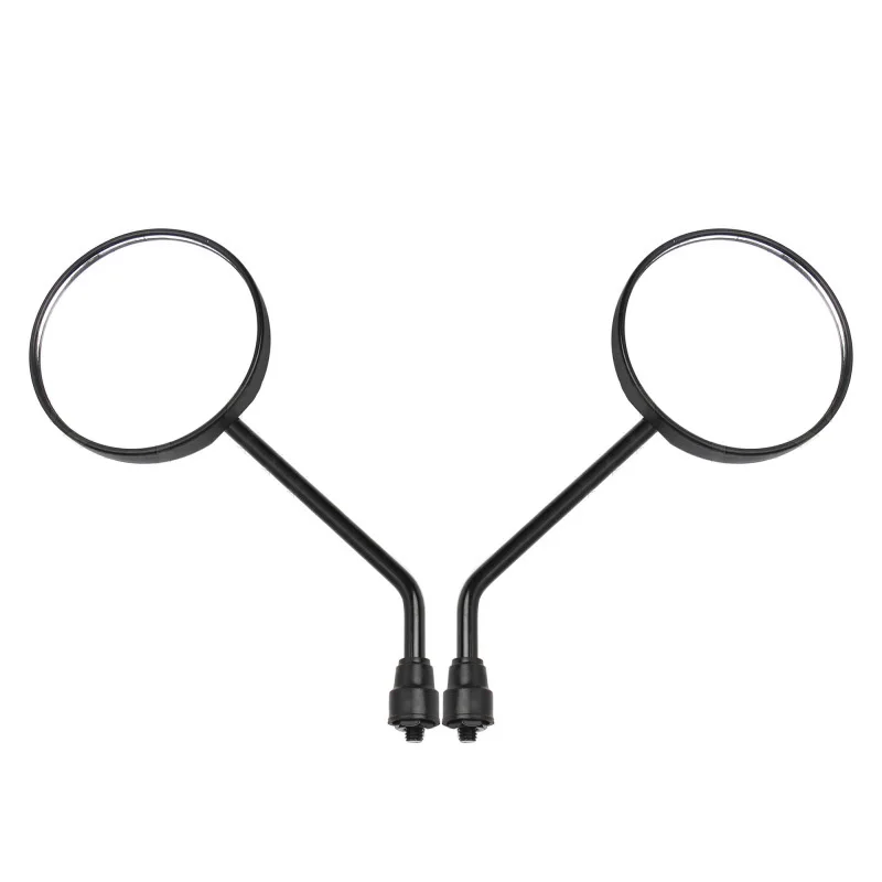 Um par preto motocicleta scooter espelhos universal moto espelho retrovisor m8 m10 redondo oval espelho convexo