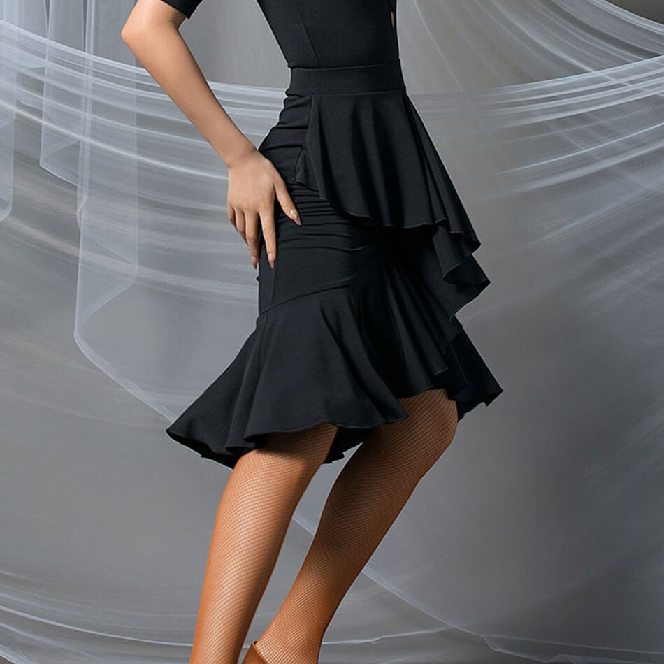 vestido de baile latino para mujeres Lotus Falda de baile latino para salón de baile Samba Tango Chacha danza del vientre Performamnce L2106: XL
