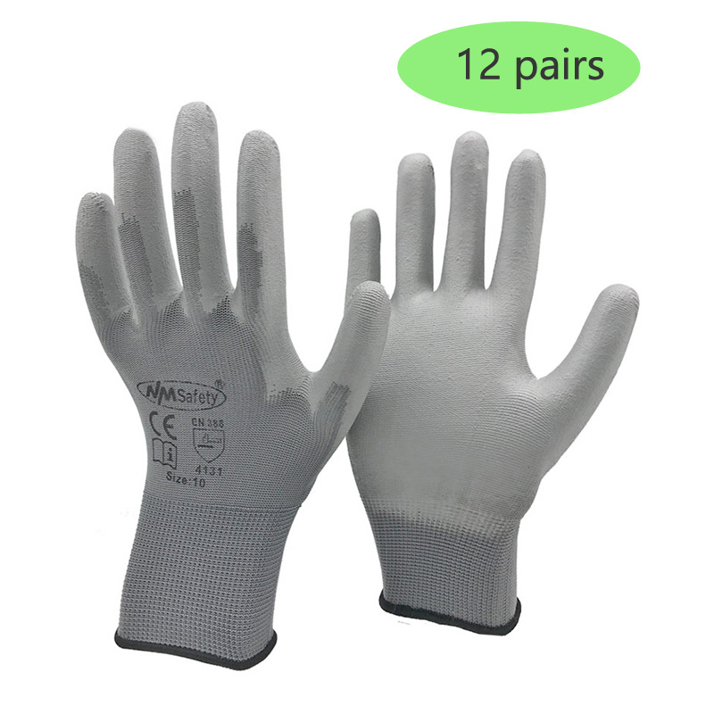 24Pieces/12Pairs Knitted Safety Work Glove Construction Security Garden Rubber Industrial Working Gloves: Yellow / XXL