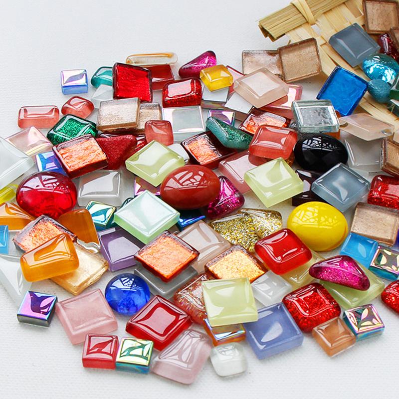 200g Stained Glass Supplies Diamond Mosaic Tiles Hobbies DIY Art Craft Supplies Mosaic Pieces Wall Mirror Stickers Strip Glass: 01