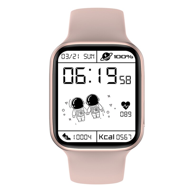 COBRAFLY IWO M33 W506 Smart Watch 1.75 inch Square Screen Bluetooth Call IP68 Waterproof Watches ECG Body Temperature PK W56 W66: Gold Silicone