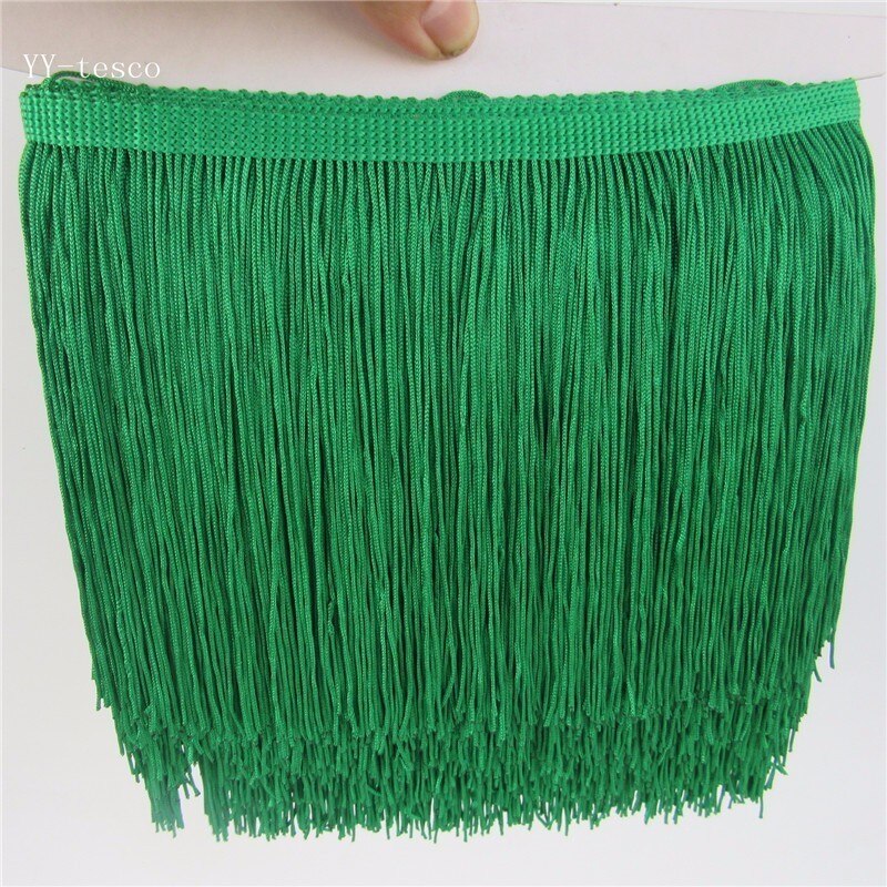 1Yard 15cm Wide Pink Lace Fringe Trim Tassel Fringe Trimming For Latin Dress Stage Clothes Accessories Lace Ribbon Tassel: Grass green