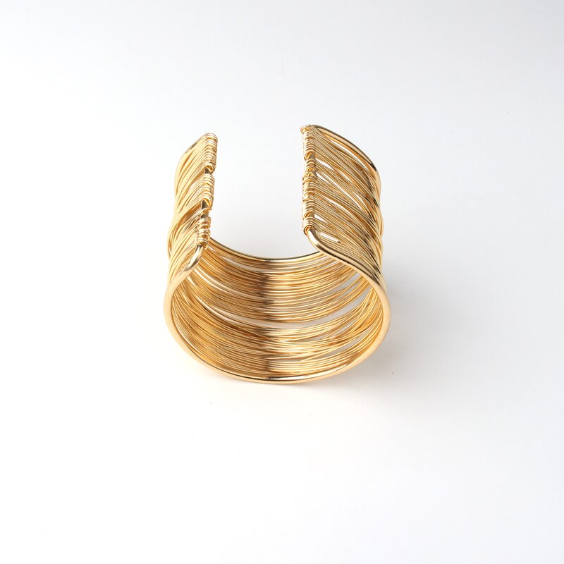 1PC Ethnische Indischen Gold Farbe Öffnen Manschette Armbänder Armreif Für Frauen Männer Vintage Multilayer Aushöhlen Armband Hand Schmuck b5