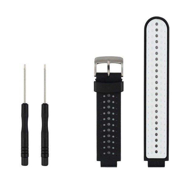 Silicone Replacement Belt Wrist Band Watch Strap for Garmin Forerunner 220 230 235 630 620 735 Approach S20 S5 S6 Smart Watch: Black White