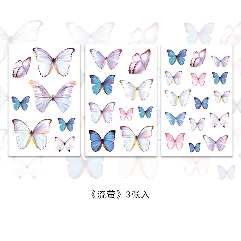 3 pcs Beautiful Butterfly Stickers Adhesive Diy Transparent Stickers Decor Srapbooking Diary Ablum Decorative Stickers: 2