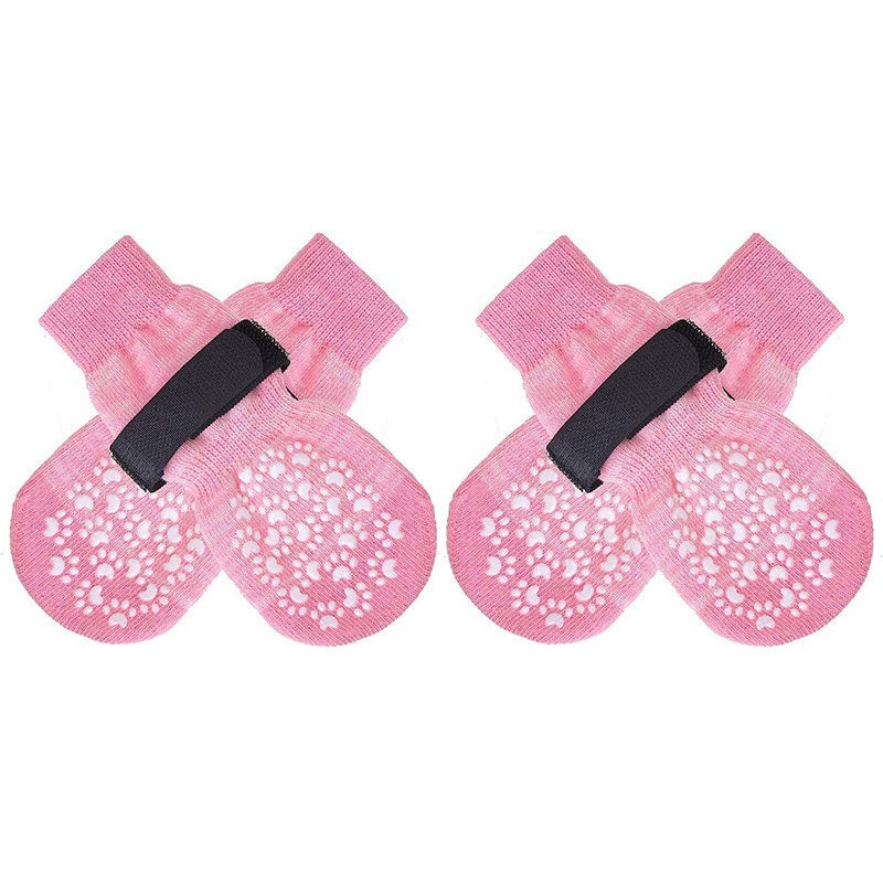 4 pçs/set anti deslizamento meias do cão com correias controle de tração para interior em piso de madeira usar protetor de pata do animal de estimação para cães pequenos animal de estimação: L / MULTI