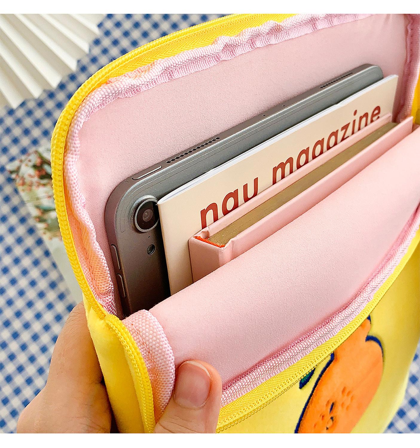 Bentoy Milkjoy cute orange Handbag 10.5 11inch Mac ipad Case Holder Cute Korea iPad Bags Cotton Soft Travel Business