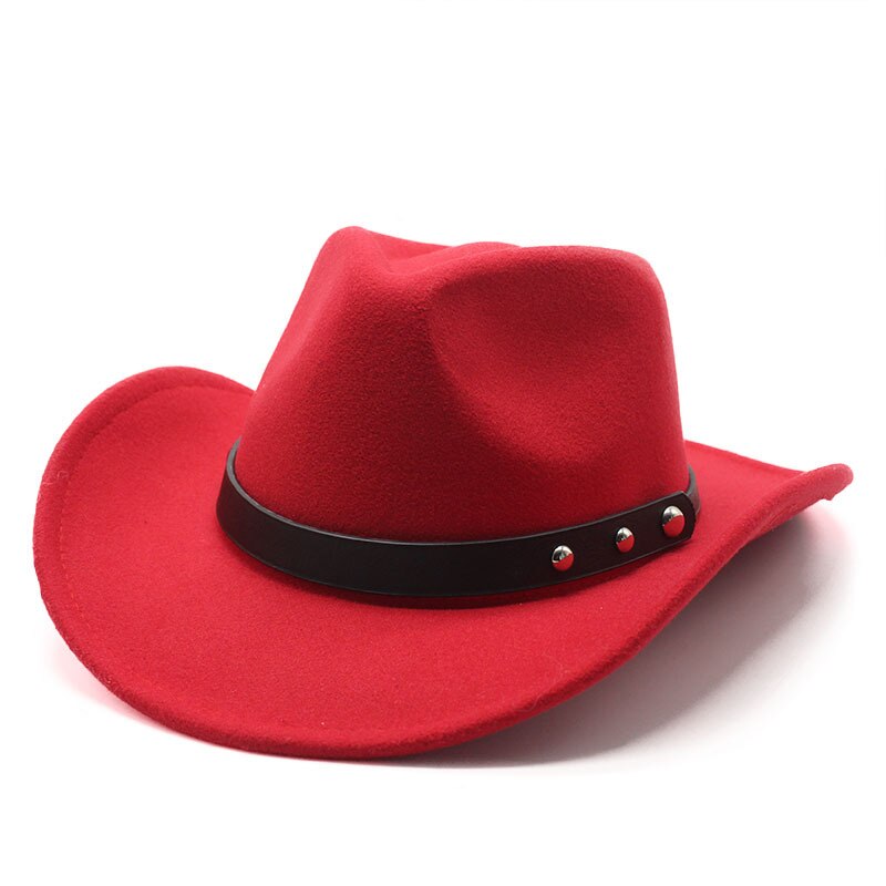 Punk estilo ala vaquera vaquero del Oeste se Jazz tapa CABALLERO DAMA Sombrero Hombre Cap: Rojo