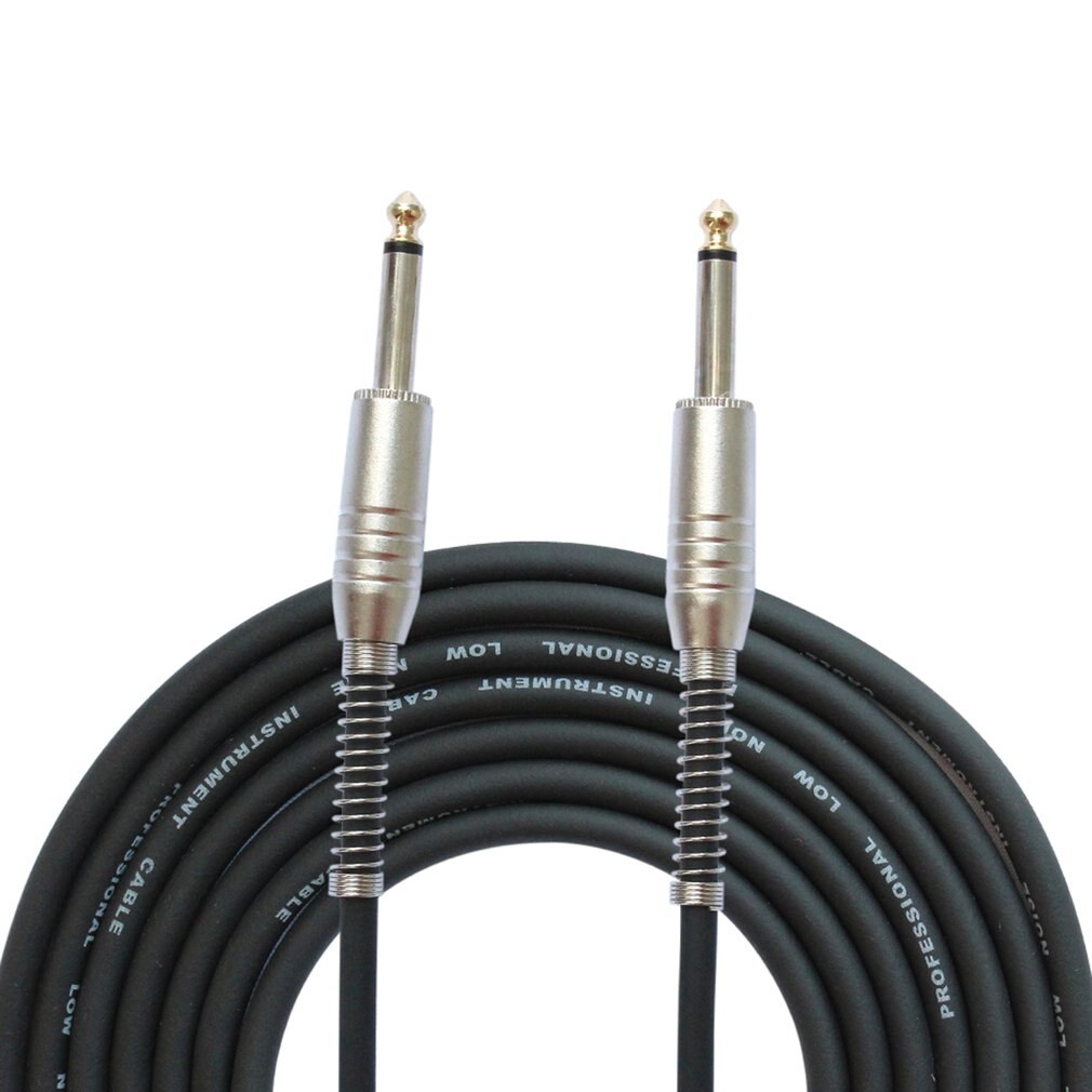 FLGW-24 Mono Jack Guitar Cable Audio Male to Male Cable Wire Cord Rubber Copper 6.35mm Straight Plug For Electric Instruments: Black