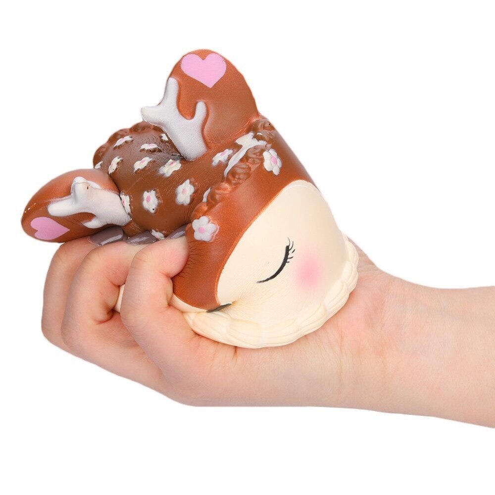 9.5CM Jumbo Big Kawaii Cute Deer Cake Bread Squishy Squeeze Squishi Squish Toy Slow Rising For Relieves Stress Anxiety